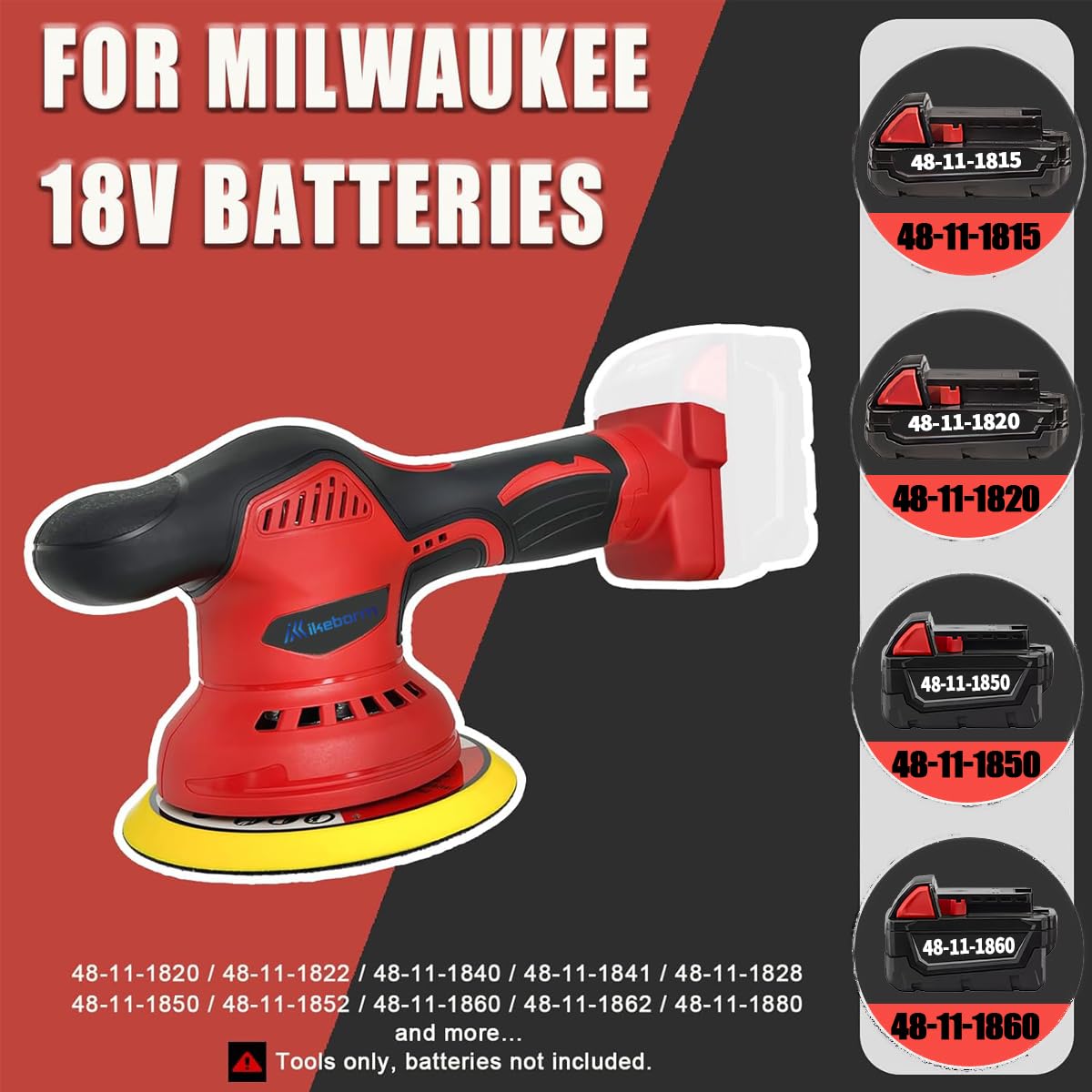 Cordless Car Buffer Polisher for Milwaukee 18V Battery 48-11-1850, Orbital Polisher with 6 Variable Speed, Power Polisher Replace 2738-20 for Car Detailing/Polishing/Waxing(Battery Not Included)