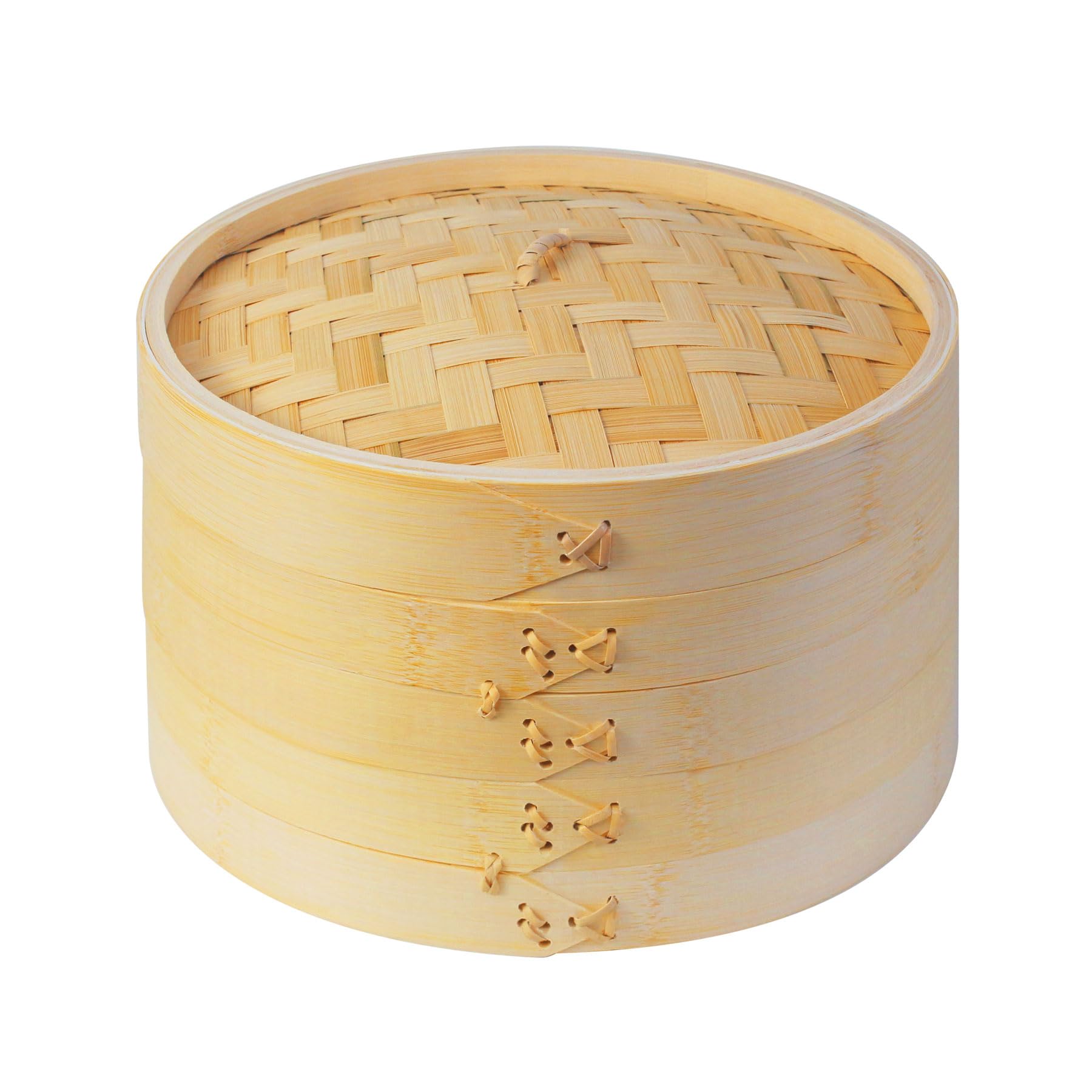 Bamboo Steamer Basket, 2-Tier Dumpling Steamer for Cooking, Bamboo Steamer 10 Inch Vegetable Steamer, Food Steamer for Meat, Dim Sum, Bao Bun, Fish, Rice, HOFHTD Wood Cooking Steamer Basket