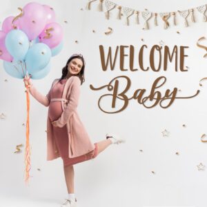 Dunzoom Welcome Baby Baby Shower Party Decal Sign Baby Shower Welcome Sign Decorations Baby Shower Party Wall Decal Sign Pregnancy Gender Reveal Stickers Boy or Girl for Wall Balloon Arch Backdrop