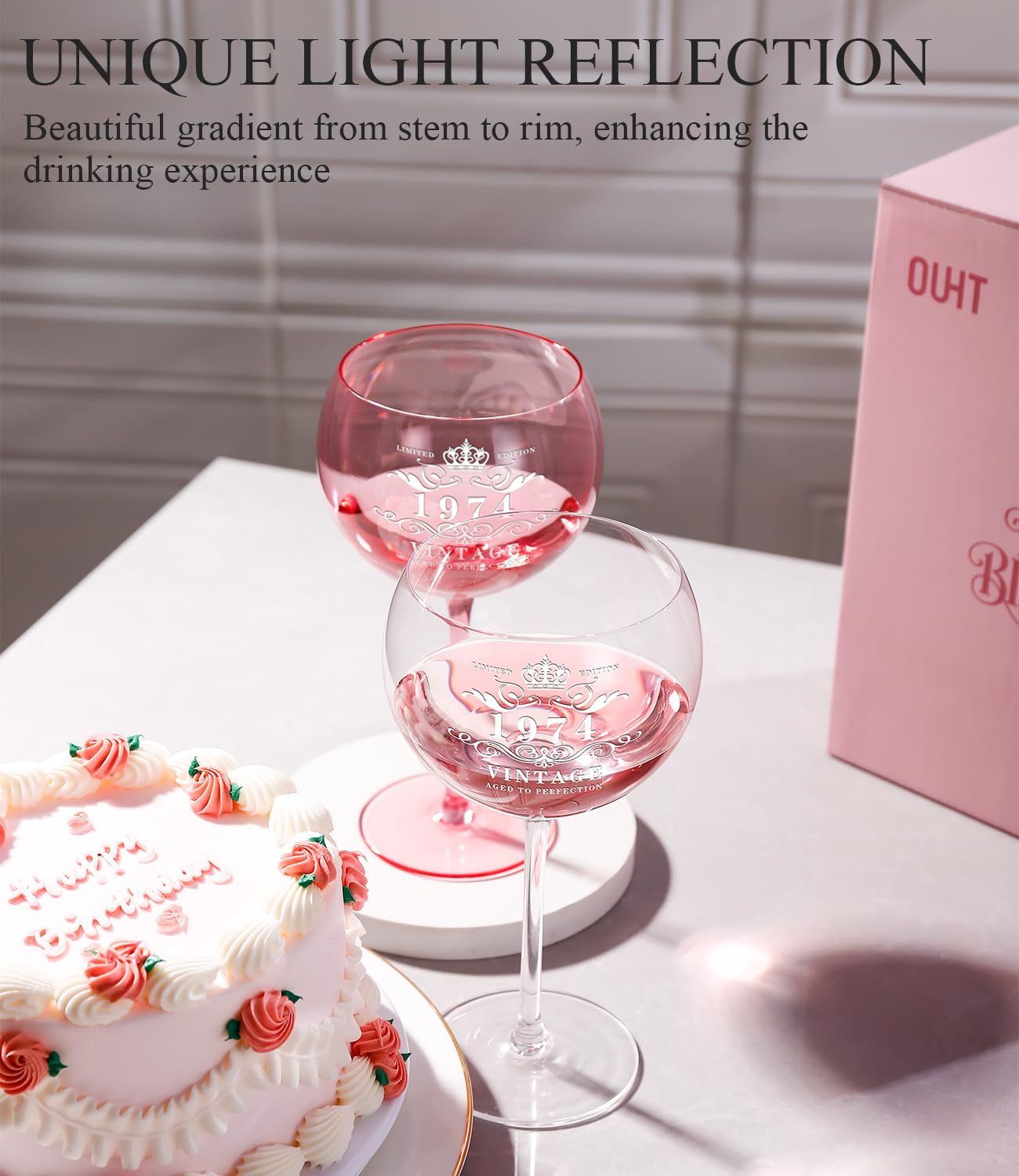 OUHT 50th Birthday Gifts for Her-50th Birthday Wine Glasses Gift Set,Cool Wine Gifts for 50 Years Old Bday Gifts Idea for Women, Friends, Daughter, Sister, Mom