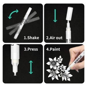 DEYONI 2pcs white Acrylic Paint Pens,0.7 mm extra Fine Tip,Water Based Acrylic Markers for Wood, Black Paper, Rock Painting, Stone