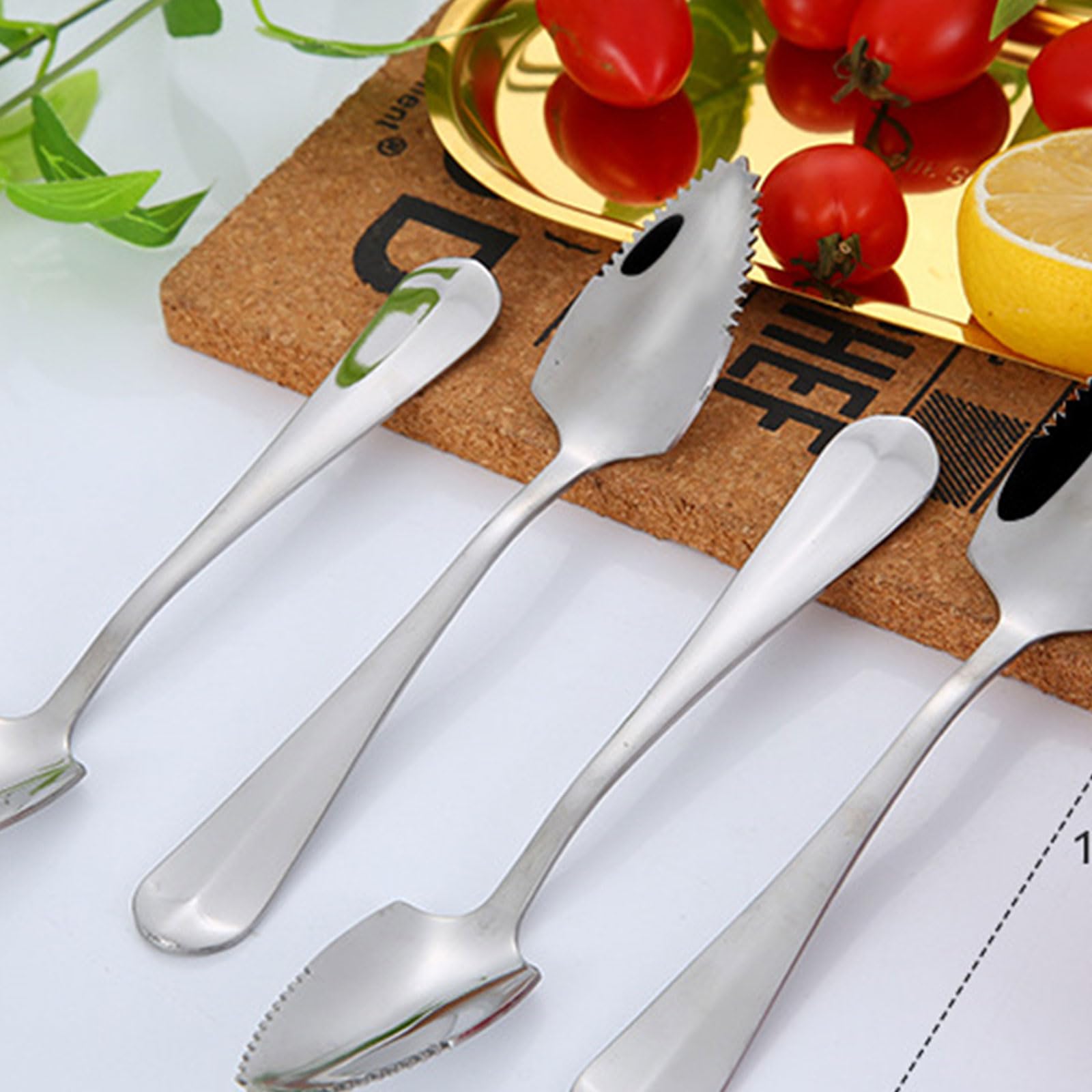 Stainless Steel Grapefruit Spoon For Citrus Fruit Watermelon Dessert Spoon Serrated Edge Ice Cream Dessert Spoon Kitchen Coffee Spoon