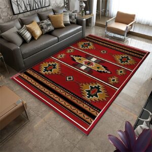 pdenzg western area rug,3x5ft, native american rug，machine washable area rugs, ultra soft vintage moroccan rugs， for living room dinning room bedroom kitchen indoor