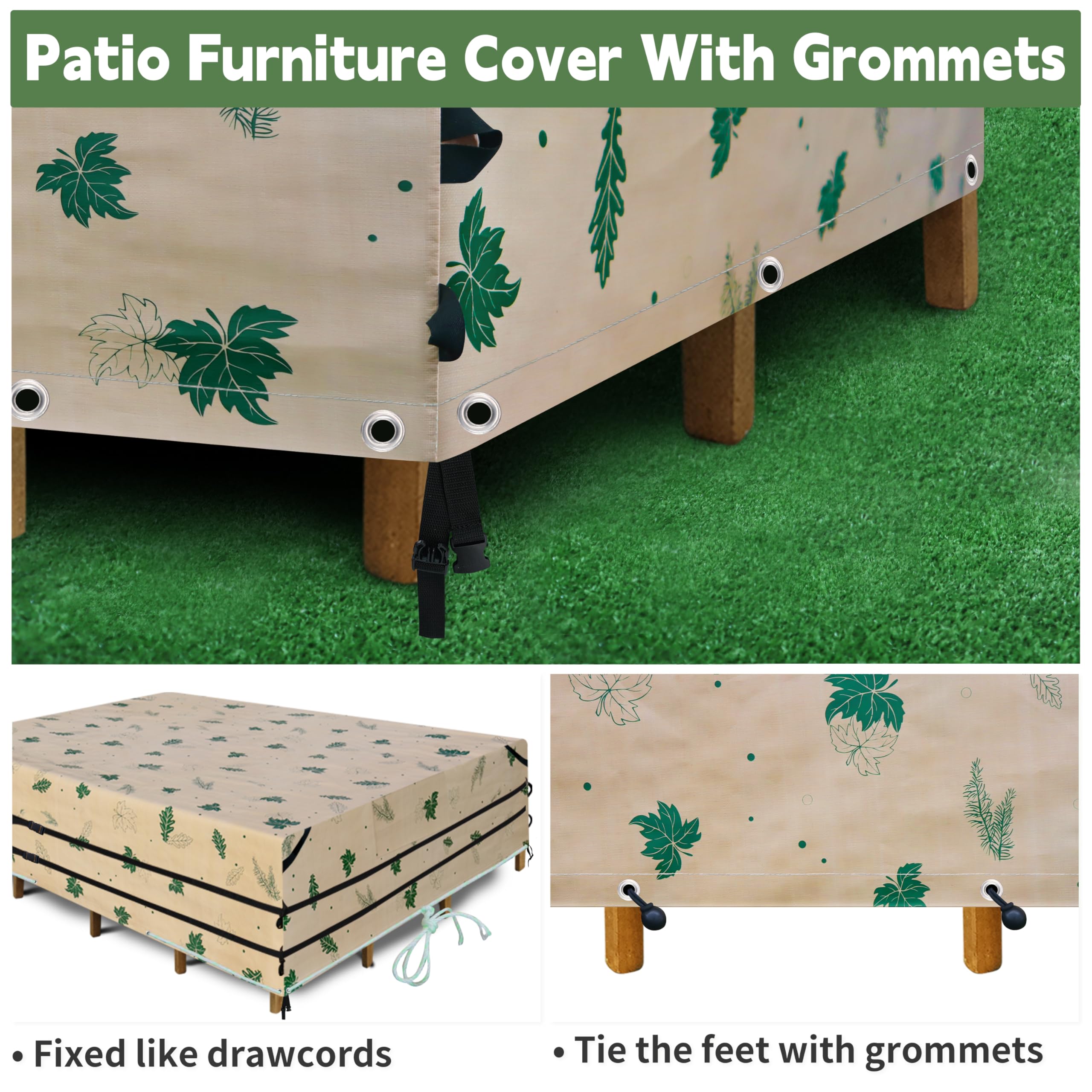 Patio Furniture Covers Outdoor 100% Waterproof 84''L*44''W*28''H furniture covers waterproof outdoor table and chairs set covers Upgraded Fastener Four-sided Buckle Straps Bottom fixing grommets