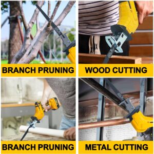 Cordless Reciprocating Saw for DeWalt 20V Battery, Brushless Power Recipro Saw, 0-3500SPM Variable Speed, Tool-free Blade Change, 4 Saw Blades Kit for Wood/Metal/PVC Cutting, Bare Tool