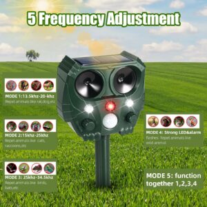 2 Pack Upgraded Ultrasonic Animal Repeller Outdoor Cat Repellent Deer Repellent Devices Solar Animal Repeller with Motion Sensor Deterrent Light to Scare Cat Raccoon Rabbit Squirrel Skunk Out of Yard