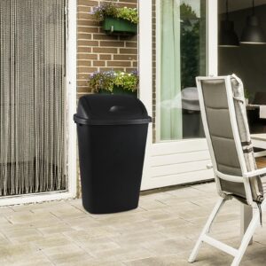 Farmoon 4 Pack 13 Gallon Swing Top Lid Garbage Cans, Black Plastic Large Trash Bins