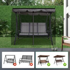 Yuqutum Patio Swing Mosquito Netting, Mosquito Netting for Patio, Mesh Screen with Zipper Opening and Roof Waterproof Tent, Porch Swing Net, 3 Seater 125x185x205cm