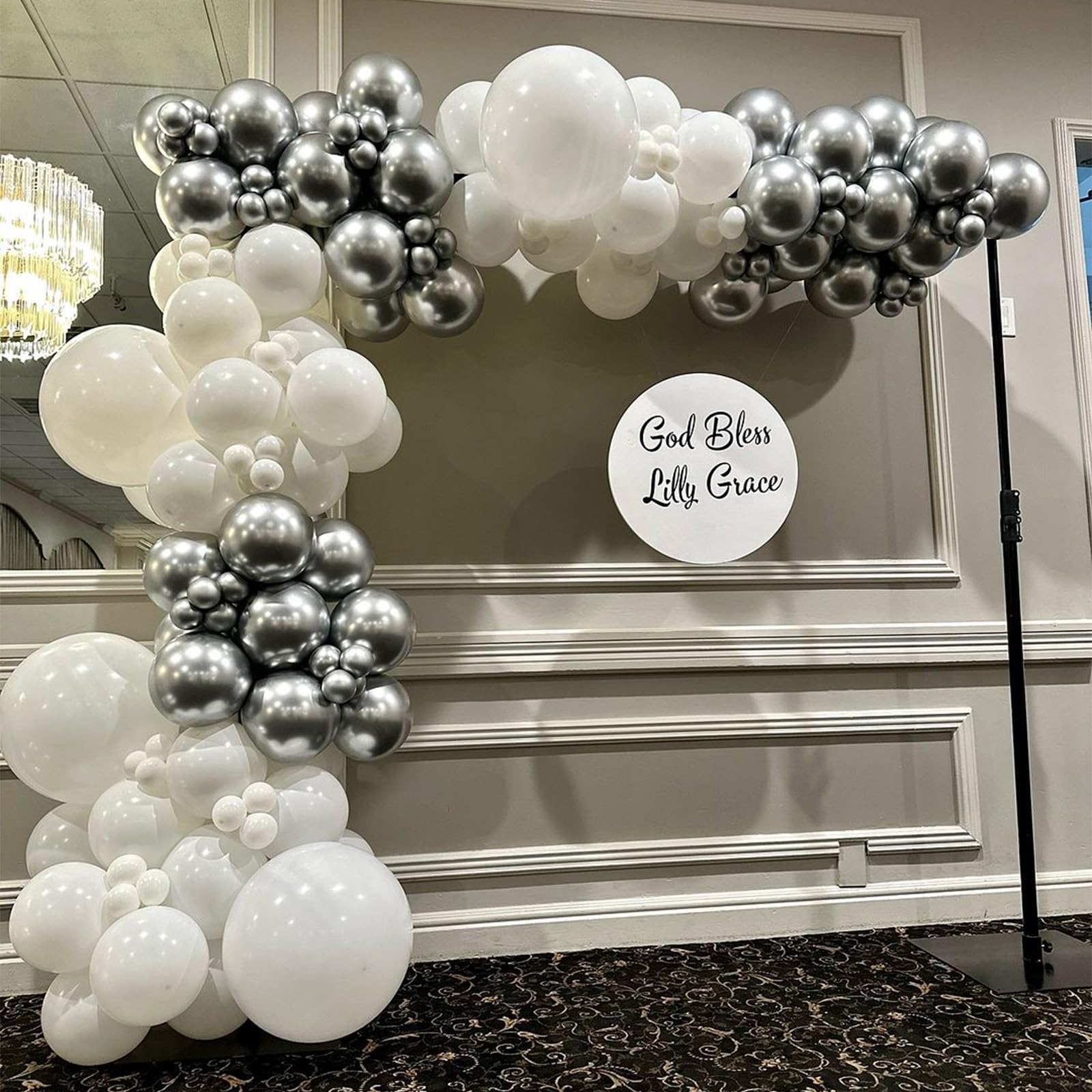 Metallic Silver Balloons Arch Kit, 100 Packs Different Sizes 12 10 5 Inches Silver Balloon Garland Arch Kit, Chrome Silver Balloons for Birthday, Graduation, Wedding, Anniversary Decoration