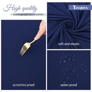 YJYQHYX 8 Pack Spandex Table Top Covers for 6ft Table, Stretch Fabric Table Covers Washable Elastic Polyester Tablecloth for Home Parties, Banquet, Outdoor Picnics, Weddings (Navy Blue, 30"x72")