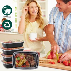 KEEP COLDER Meal Prep Containers 38 OZ, Plastic Food Prep Containers with Lids, BPA-Free, Stackable, Microwave, Dishwasher Safe Disposable To Go Containers for Meal Plan, 50-Pack