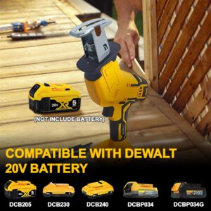 Cordless Reciprocating Saw for DeWalt 20V Battery, Brushless Power Recipro Saw, 0-3500SPM Variable Speed, Tool-free Blade Change, 4 Saw Blades Kit for Wood/Metal/PVC Cutting, Bare Tool