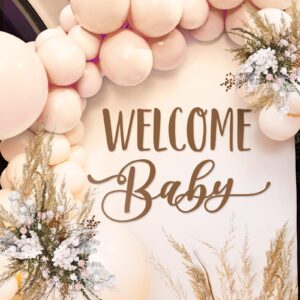 dunzoom welcome baby baby shower party decal sign baby shower welcome sign decorations baby shower party wall decal sign pregnancy gender reveal stickers boy or girl for wall balloon arch backdrop