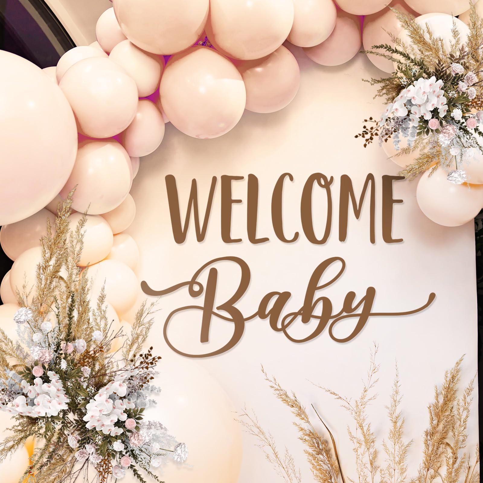 Dunzoom Welcome Baby Baby Shower Party Decal Sign Baby Shower Welcome Sign Decorations Baby Shower Party Wall Decal Sign Pregnancy Gender Reveal Stickers Boy or Girl for Wall Balloon Arch Backdrop