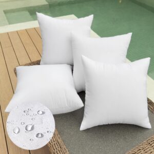 qswrd 16 x 16 outdoor pillow inserts pack of 4 small throw pillow inserts waterproof patio furniture pillows decorative porch couch pillows premium white square sofa cushion sham stuffer