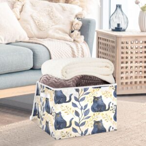 DALAWU Containers Baskets with Lids Adorable Cat Fabric Foldable Storage Bins Organizer with Lid Collapsible Storage Boxes for Home Bedroom Closet Office