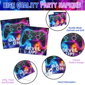 QIYANPAX 168 PCS Video Game Party Decorations Game Party Supplies Includes Plates, Napkins, Cups, Cutlery for Gamer Birthday Party Decorations, Serves 24