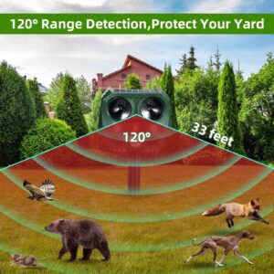 2 Pack Upgraded Ultrasonic Animal Repeller Outdoor Cat Repellent Deer Repellent Devices Solar Animal Repeller with Motion Sensor Deterrent Light to Scare Cat Raccoon Rabbit Squirrel Skunk Out of Yard