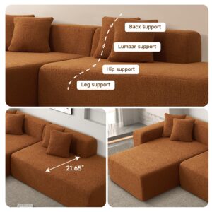 BAMOOLI 105'' Modular Sectional Couch, Modern L-Shape Sectional Sofa with Chaise Lounge, Comfy Lambswool Fabric Corner Sofa Couch, Upholstered 4 Seater Couch for Living Room, Bedroom, Apartment, Beige