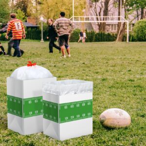 Teenyyou 6 Pcs13 Gallon Green Football Disposable Trash Cans Plastic Recycle Garbage Bins with 1 Roll Drawstring Trash Bag Disposable Trash Bins for Parties Kitchen Football Game Outdoor Events