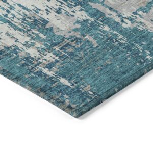 Addison Rugs Chantille ACN1008 Teal 1'8" x 2'6" Indoor Outdoor Area Rug, Easy Clean, Machine Washable, Non Shedding, Bedroom, Entry, Living Room, Dining Room, Kitchen, Patio Rug