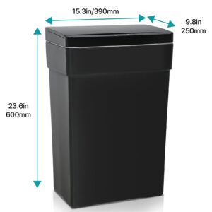 Dlewmsyic 50L / 13 Gallon Kitchen Trash Can with Lid, Fingerprint-Resistant Automatic Garbage Can, Large Capacity Plastic Touchless Sensor Garbage Bin for Bathroom, Bedroom and Home Office（Black）