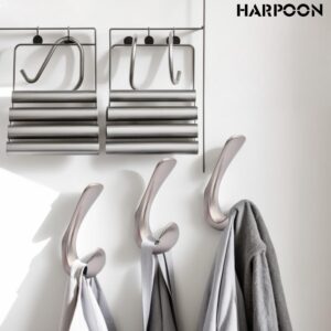 HARPOON 5 Piece Heavy Duty Hook,Wall Mounted Rustproof Coat Hook,Utility Hooks for Coat, Scarf, Bag, Towel, Key, Cap, Cup, Hat Satin Nickel