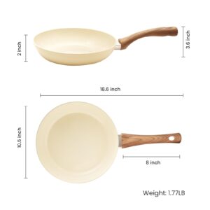 ZHANG XIAO QUAN SINCE 1628 Frying Pan 10", Aluminium Nonstick Skillet, Ceramic Coating pan, Cream White Nonstick Pan, Omelette Pans for Induction, Electric Stove and Gas Cooktops