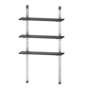 keter 40 inch upright all weather easy assembly steel reinforced utility storage shed shelf kit with heavy duty brackets and rails, black