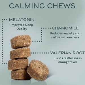 Growlz Dog Calming Chews: Anxiety Relief & Travel Treats - K9 Soothing Soft Chews to Promote Relaxation for Crate, Sleep, & Grooming - USA Made with Human Grade Ingredients 90 Count