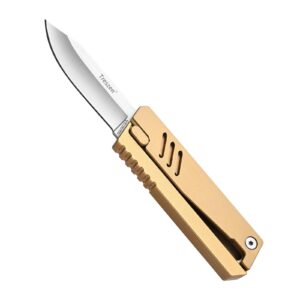 treszen 6.9 inch, fishing camping folding knife, pocket knife outdoor utility knife (gold)