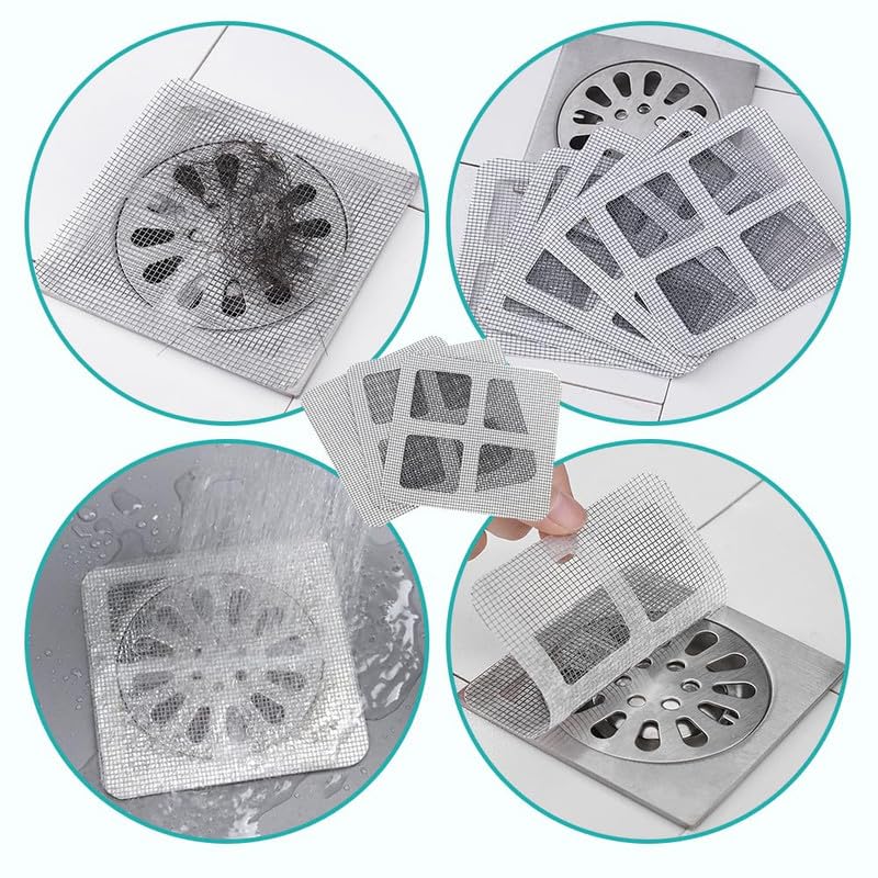 Disposable Hair Drain Stickers, 2024 New Disposable Shower Drain Hair Catcher Mesh Stickers for Bathroom Bathtub Laundry Kitchen (4inch, 50pcs)