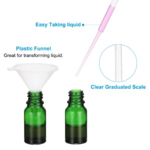 PATIKIL 10ml Glass Dropper Bottle, 6Pcs Leakproof Eye Dropper Essential Oils Sample Liquid Container with Pipettes Funnel for Storage Home Travel, Green