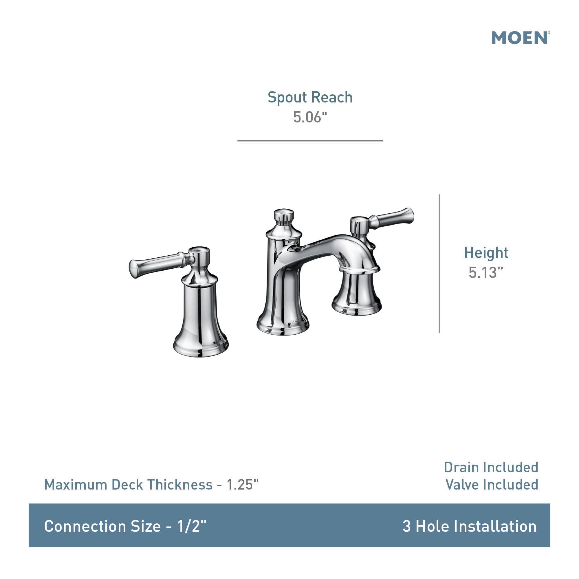 Moen Dartmoor Oil-Rubbed Bronze Two-Handle High Arc Widespread Bathroom Sink Faucet for 3-Hole Setups with Valve Included, TV6805ORB