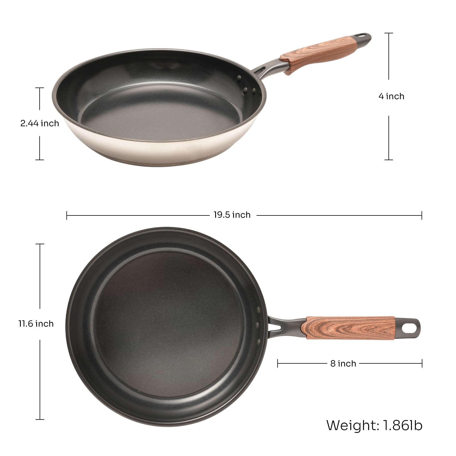 ZHANG XIAO QUAN SINCE 1628 Non Stick Frying Pan, Stainless steel Pan, 11" Skillet, Omelette Pan Ceramic Coating, Non Toxic Cooking Pan, Works on Induction, Electric Stove and Gas Cooktops