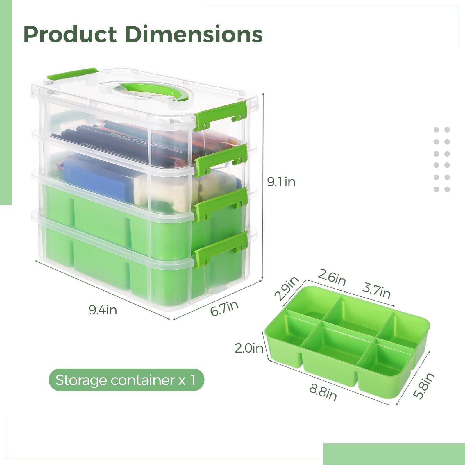 Tideme Plastic Craft Storage Organizer Box - Clear 4-Layer Stack & Carry Storage Containers Box for Beads Supplies, Organizer for Craft Art Painting