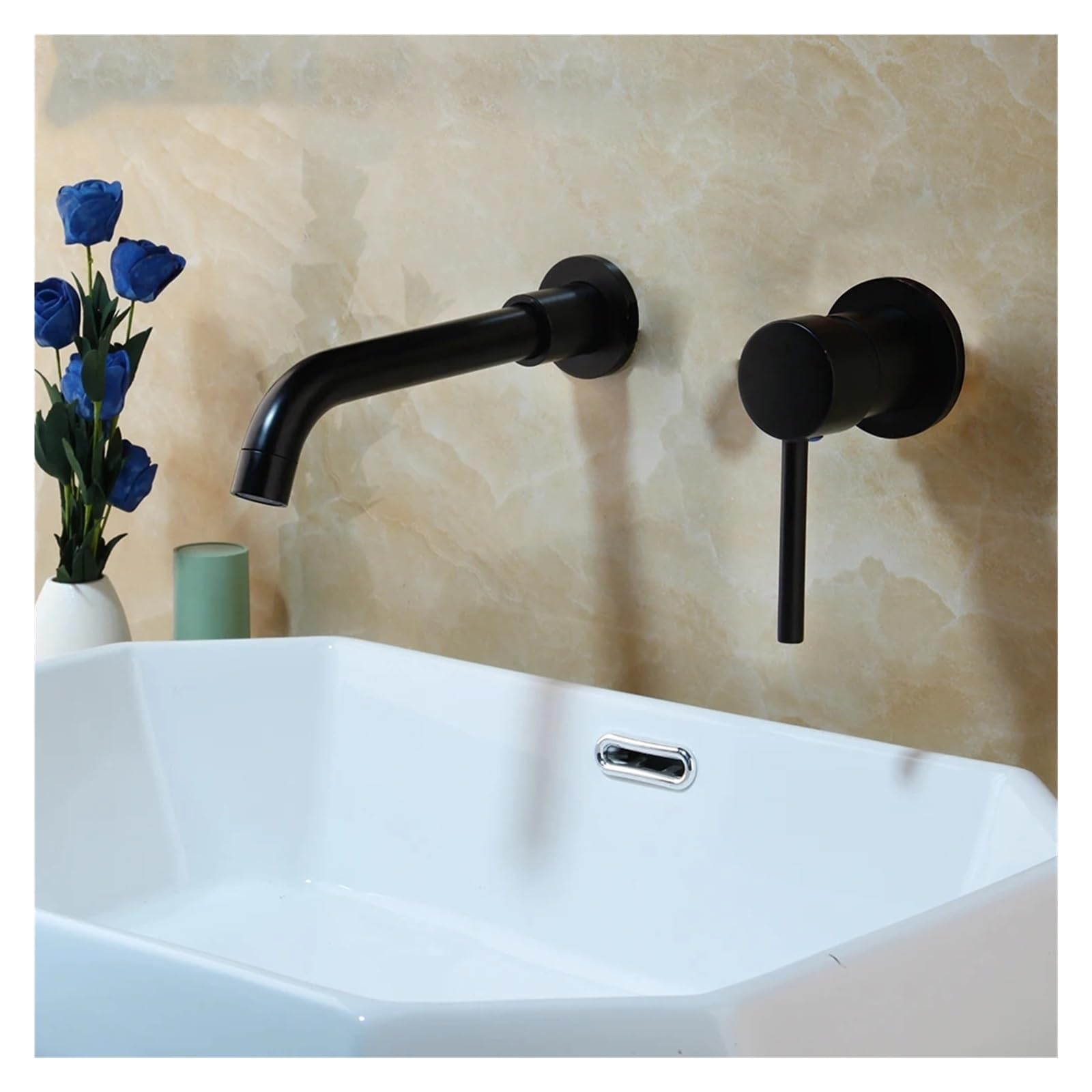 LIANTE Matte Black Bathroom Vanity Basin 2 PCS Single Handle Bathtub Faucet Washbasin Wall Mounted Mixer Water Tap,Kitchen Faucet, WJ5520