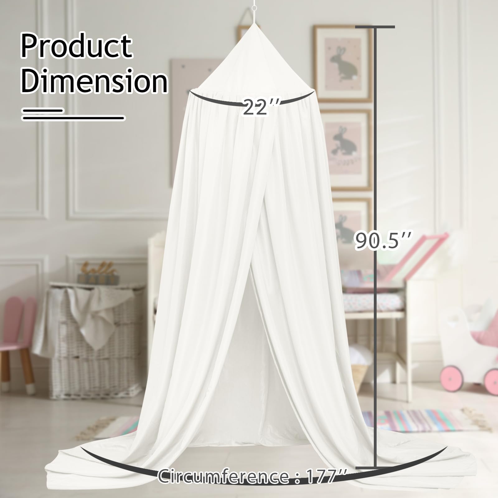 Daksha White Princess Bed Canopy, Mosquito Net for Kids Bed, Play Tent, Children Reading Nook Canopies Indoor, Hanging Bed Net for Girls Room House