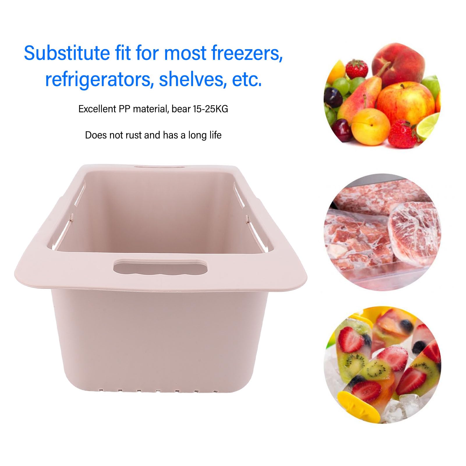 Freezer Baskets, Deep Freezer Chest Freezer Organizers with Handle, Expandable Vegetable Washing Baskets, Universal Freezer Storage Bins, Freezer Organization Accessories ()