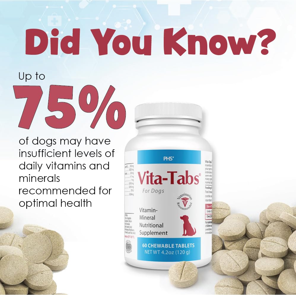 Vita-Tabs - Essential Vitamins, Minerals, Nutrients - Health Supplement for Dogs - Support Immune System, Bones - Liver Flavored - 250 Chewable Tablets