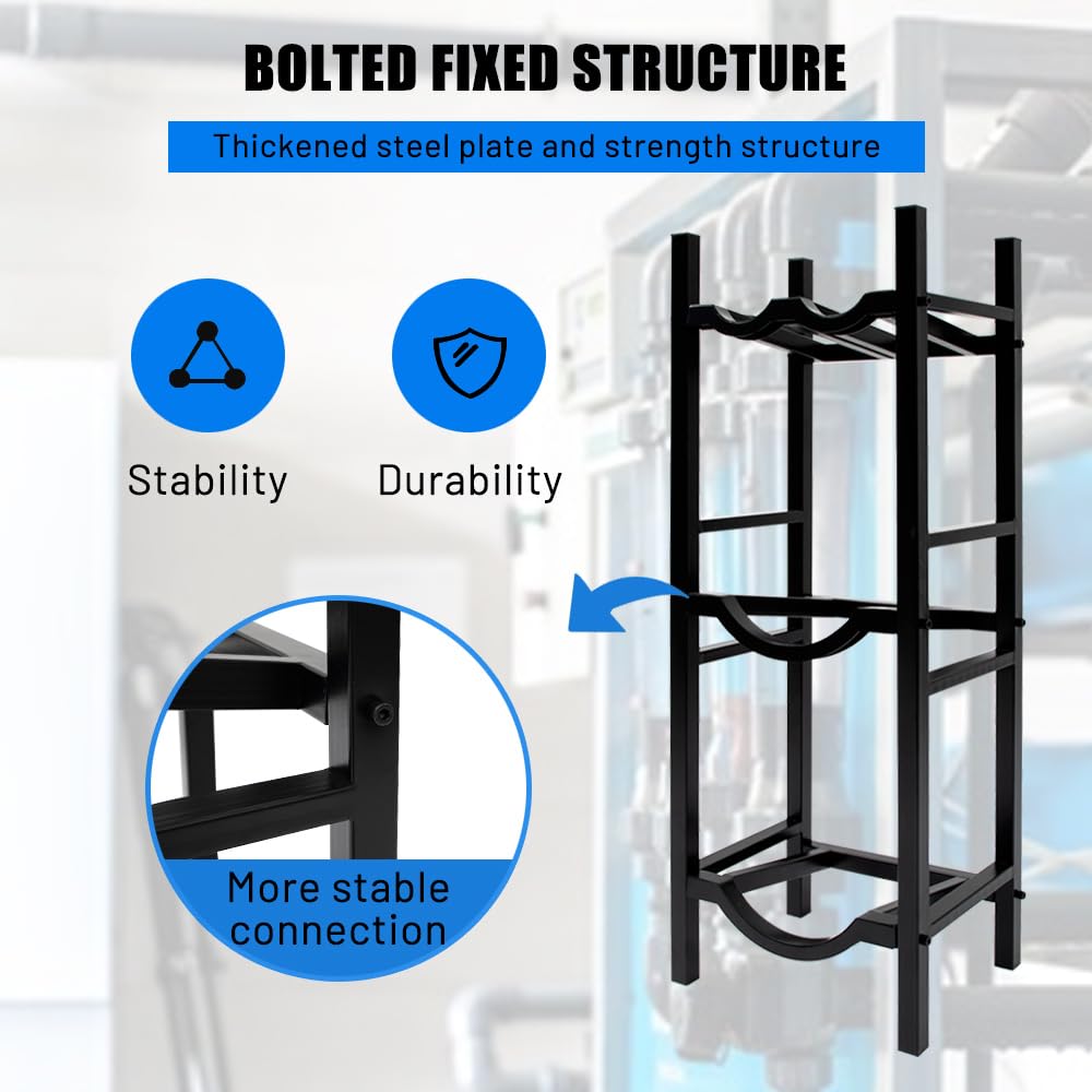 Yeeoy Refrigerant Cylinder Rack with 2x30lb and Other 2 Saving Space, Stable Refrigerant Tank Rack, Cylinder Tank Rack for Gas Oxygen Nitrogen Acetylene Storage