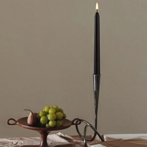 YOROXRG 24 Pack Black Taper Candles, 7-8 Hours Burn Time, Unscented, Smokeless and Dripless, 0.75 x 10 Inch Dinner Candle Set for Household, Wedding, Party and Home Décor Candlesticks