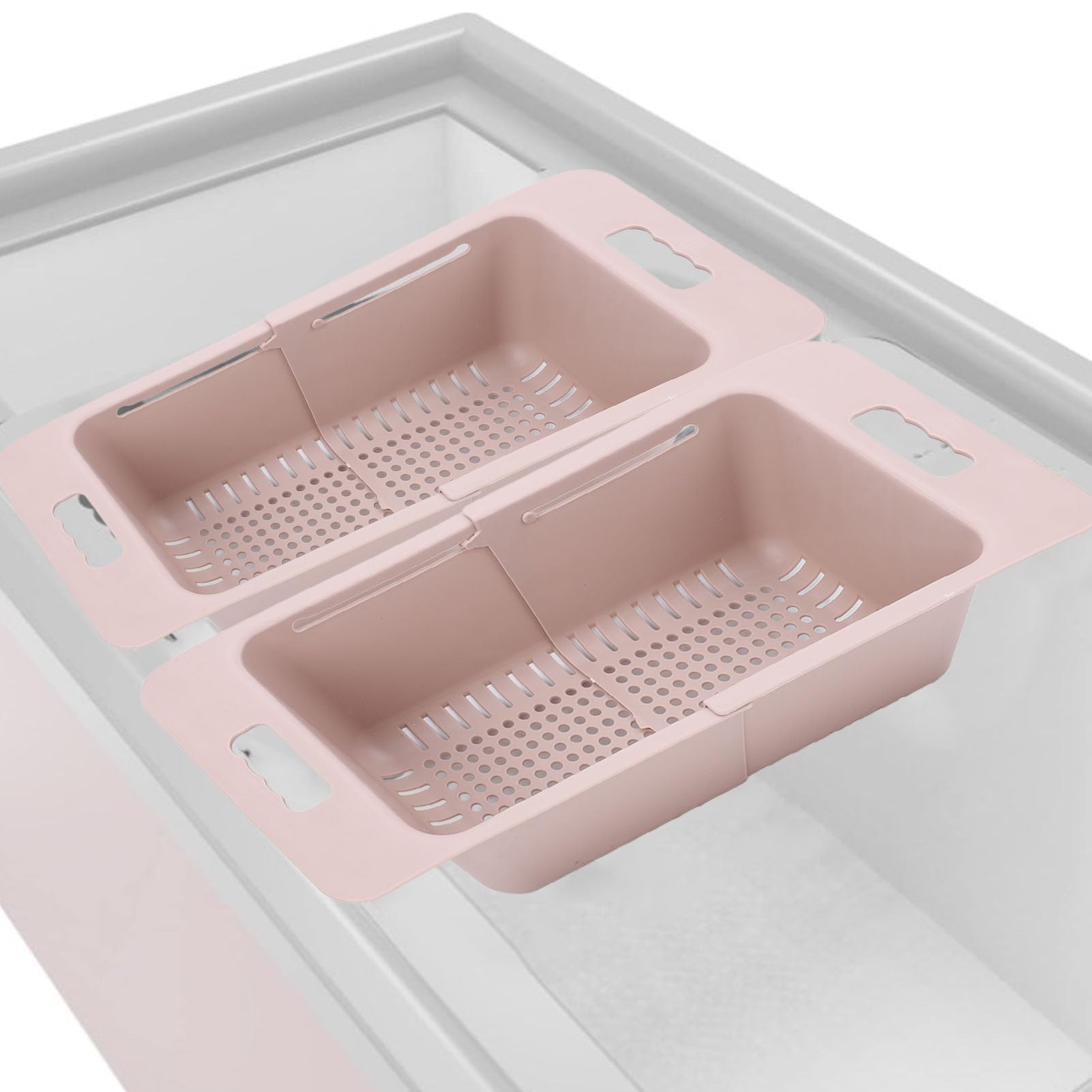 Freezer Baskets, Deep Freezer Chest Freezer Organizers with Handle, Expandable Vegetable Washing Baskets, Universal Freezer Storage Bins, Freezer Organization Accessories ()