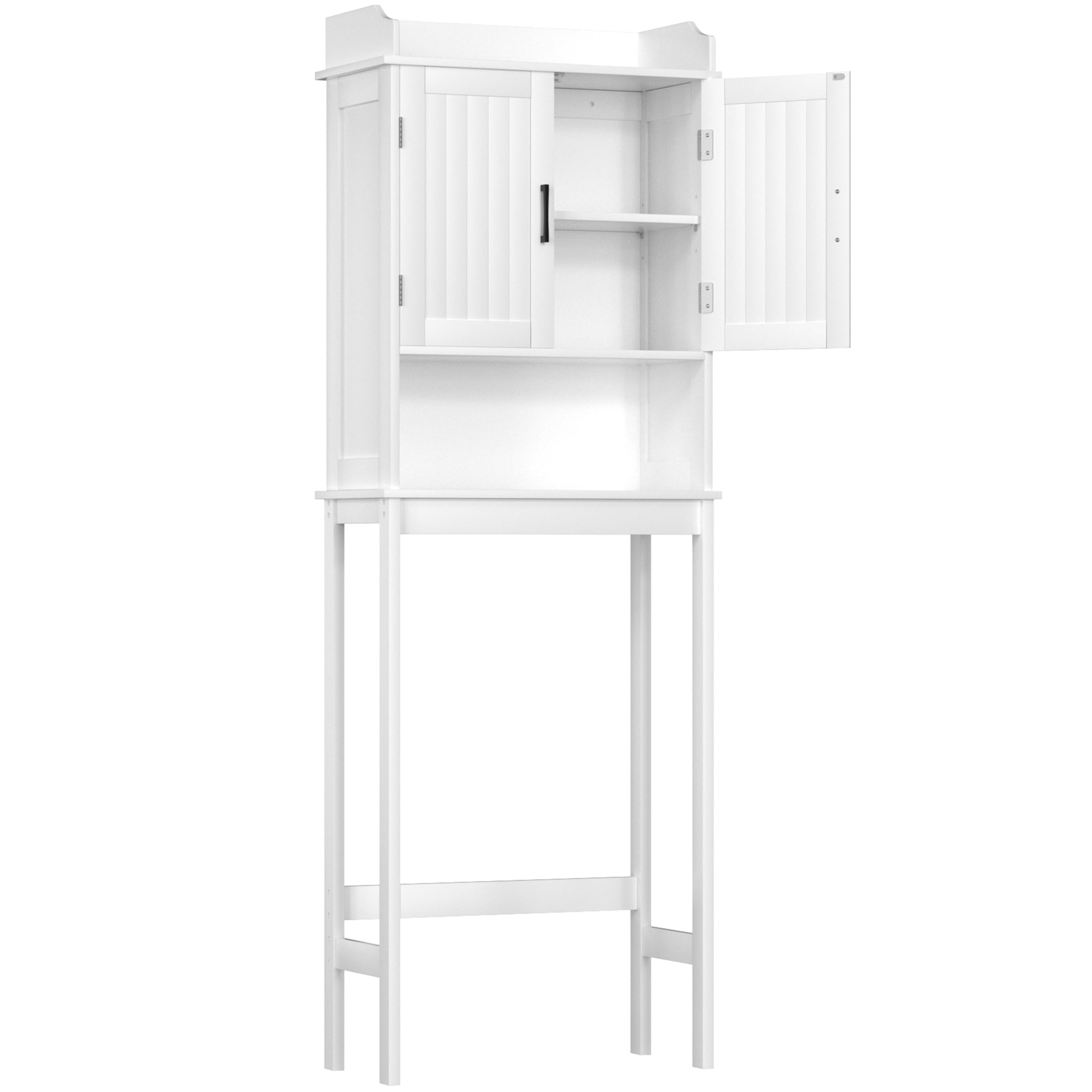 Yardenaler Over-The-Toilet Storage Shelf with Doors, Bathroom Freestanding Space Saver Organizer with Adjustable Shelf, White