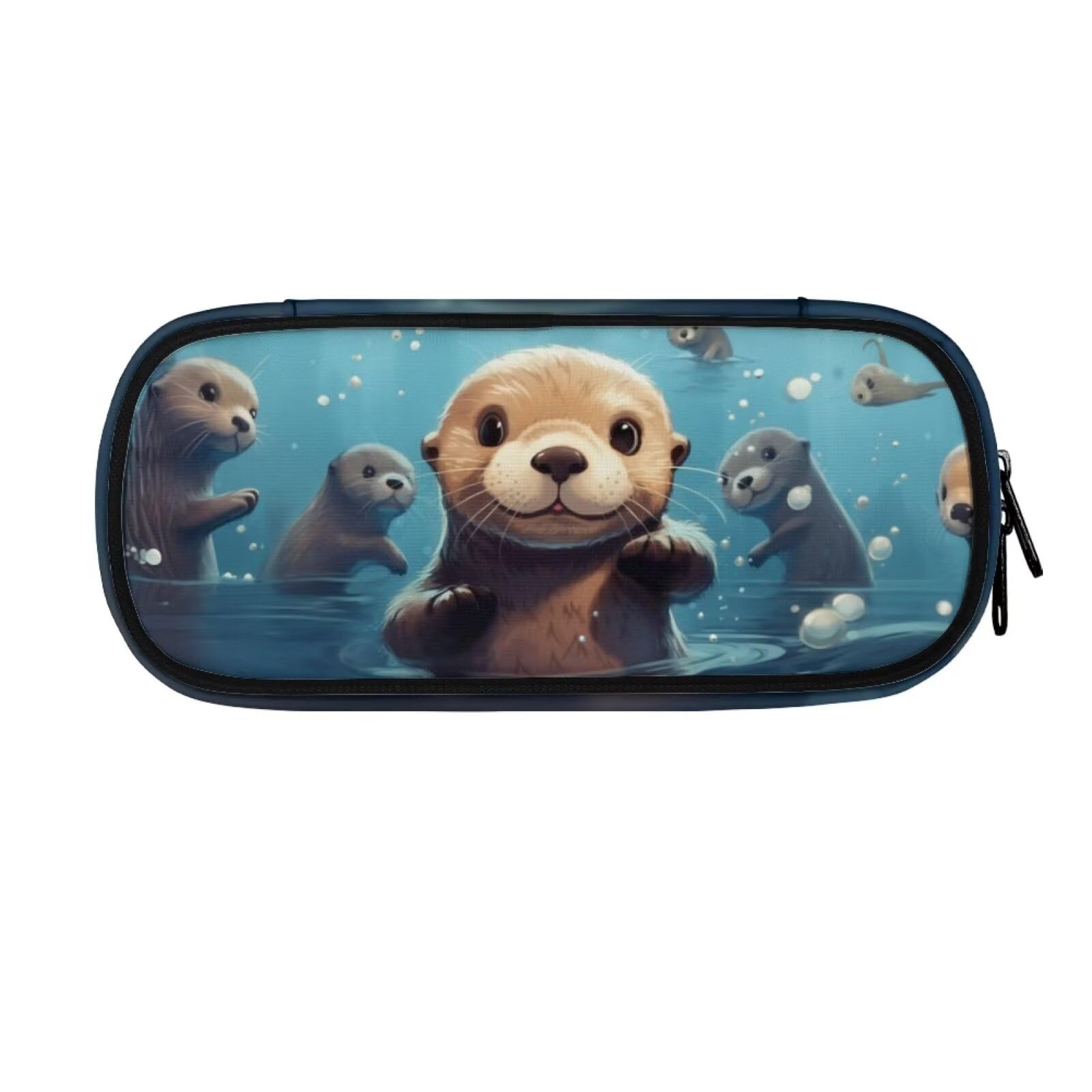 Cugasmaru Sea Otter Pencil Case for Boys Elementary Pencil Case for Kids Modern Pencil Pouch Portable Pencil Bag with Zipper