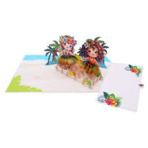 HEARTPOP Hula dance Pop Up Card, Handmade 3D Greeting Card For All Occasion, Birthday, Thinking of You, Anniversary, Thank you