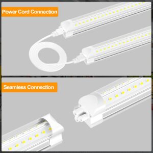 ONLYLUX 8ft LED Shop Lights, 8 Foot Led Lights,72w 9500LM 6000K LED, 96'' T8 Integrated LED Tube, Linkable Led Bulbs for Garage, Warehouse, v Shape Clear Lens (10 Pack)