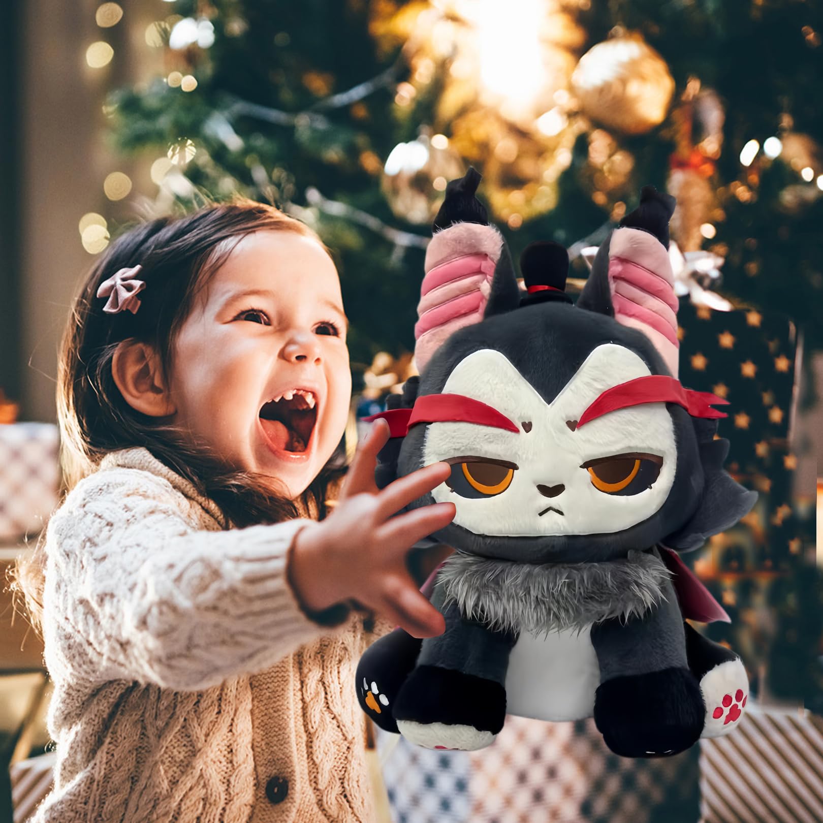 Wrohasil 11.8 Inch Hazbin Hotel Plush Lucifer, Stuffed Animals Helluva Boss Plushies, Soft Stuffed Lucifer Long Cat Figure Dolls Pillow, Gifts for Kid Birthday (Lucifer Meow)