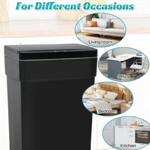 Dlewmsyic 50L / 13 Gallon Kitchen Trash Can with Lid, Fingerprint-Resistant Automatic Garbage Can, Large Capacity Plastic Touchless Sensor Garbage Bin for Bathroom, Bedroom and Home Office（Black）