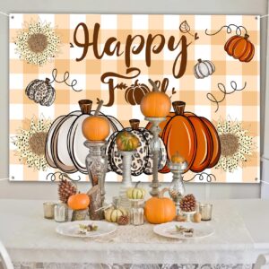 Happy Fall Backdrop Extra Large Thanksgiving Fall Party Decorations Fall Harvest Pumpkin Backdrop Banner for Thankgiving Autumn Party Supplies